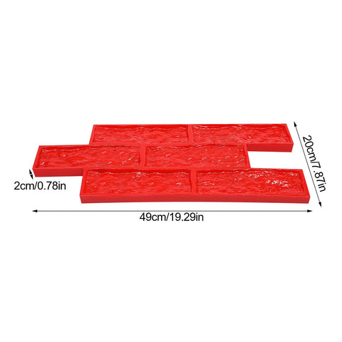 Sturdy PU Concrete Stamp Mats 19.29 By 7.87 Inch Realistic Stone Texture Molds, red, 20mm thick, for imprinting on various surfaces.