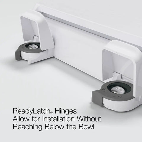 Cachet Round Toilet Seat With Quiet Close Lid, Grip Tight Bumpers, Release Hinges, Quick Attach Hardware underside view