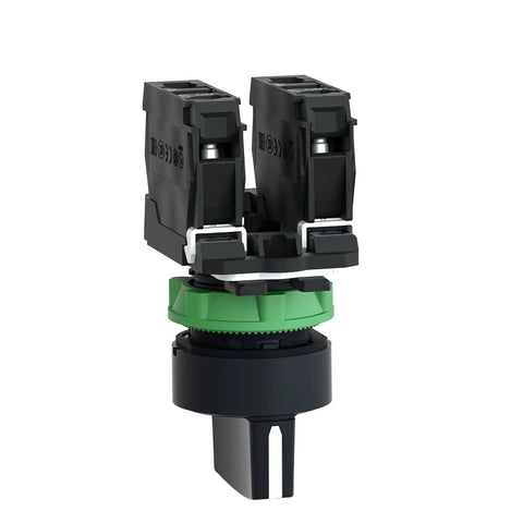 Harmony XB5 Selector Switch for industrial machinery, plastic bezel, 3 positions stay put, 2 NO contacts, panel mount control switch