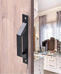 7.9 Inch Sliding Barn Door Handle Black 2 Pack Wooden Door Pull Handle For Barn Doors Gates Cabinets Closets Farmhouse Decor Multifunctional And Durable Hardware For Sliding Barn Doors In Garage Shed Fences installed on wooden door