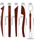Premium Five Piece Solid Rosewood Sculpting Tools And Clay Molding Knives, various shapes and sizes for pottery projects.