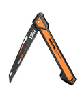 Folding Pruning Saw With 7 Inch SK5 Steel Blade Triple Ground 7TPI Teeth 3 Angle Lock Non Slip Handle Portable Hand Saw open view