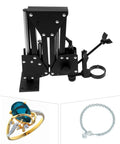 Pro Grade Micro Jewelry Inlaid Stand With 360 Degree Rotating Bracket For Diamond Setting And Engraving 77mm Jewelry Microscope Insert Machine Bracket Durable Steel Framework For Jewelry Making, shown with jewelry and bracelet examples