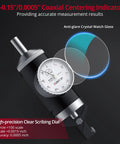 XUNTOP coaxial centering indicator with dial gauge and six feelers for workpiece centering, 0-0.15in/0.0005in, front view