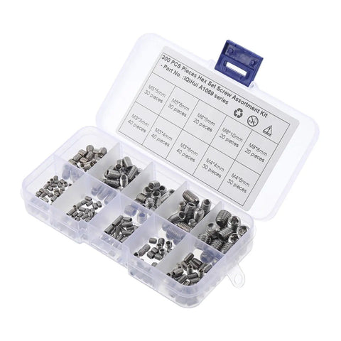 Tough Stuff 300pcs Stainless Steel Allen Head Socket Screw Set Assembly Kit Tools Featuring Oval Cup Point Internal Drive Fasteners For Pro Mechanics And Industrial Jobs Solid Heavy Duty Gear Really Kick Ass Deal For Your Next Gig. 300-piece stainless steel screw assortment in plastic case