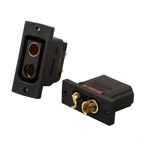 Hella Reliable Heavy Duty Gold Plated Qs8ps Connectors 130a Anti Spark Ev Battery Plugs, two connectors showing copper pins and black housing.