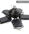 Ultra Bright 150W LED Garage Light With Five Adjustable Panels 6500K Daylight 15000 Lumens E26 E27 Socket Compatible measurements