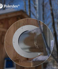 Adjustable 6 Inch Wall Thimble For Double Wall Chimney Pipe Featuring An Eight Inch Inner Flange Handles Walls Four To Nine Inches Thick No Sweat Install For Your Wood Stove Setup mounted on wooden wall.