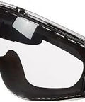 S3961C Uvex Stealth Safety Goggles Gray Body Gray Lens Indirect Ventilation Anti Fog Uvextreme AF Coating; side view showing strap
