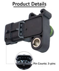 Chevy Buick GMC Cadillac MAP Sensor Replacement For GM Cars High Precision Manifold Absolute Pressure Sensor Boost Your Chevy Ride With Impala Malibu Cruze Cobalt Caprice Corvette Volt Silverado CTS XTS And More, 3-pin connector