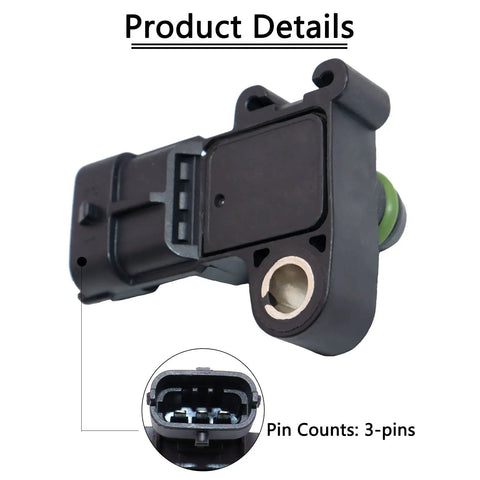Chevy Buick GMC Cadillac MAP Sensor Replacement For GM Cars High Precision Manifold Absolute Pressure Sensor Boost Your Chevy Ride With Impala Malibu Cruze Cobalt Caprice Corvette Volt Silverado CTS XTS And More, 3-pin connector