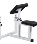Adjustable Preacher Curl Bench With Barbell Rack For Home Gym, Seated Strength Training Station, Heavy Duty Steel Construction