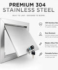 Bulletproof 10x10 Stainless Steel Access Panel For Drywall And Ceiling With Hinged Door, showcasing rust-resistant silver finish.