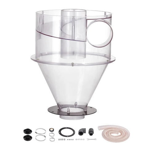 Top Shelf Cyclone Dust Separator With Slick Clear Lid And 4 Inch Adapter For Shop Vacuums Fits 5 To 10 Gallon Tanks delivering heavy duty 99.6 percent capture.