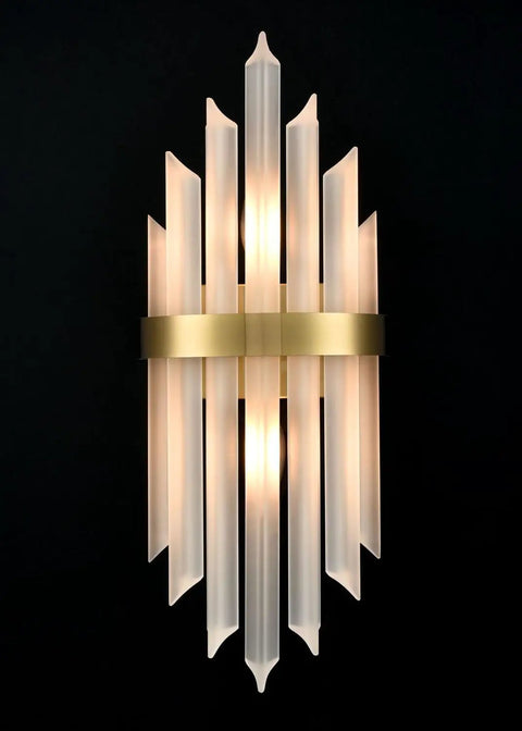 Modern Crystal Glass Wall Sconce Set Of 2 Gold Finish Bath Vanity Lights With Crystal Shade And Back Plate Wall Mount Luminaries