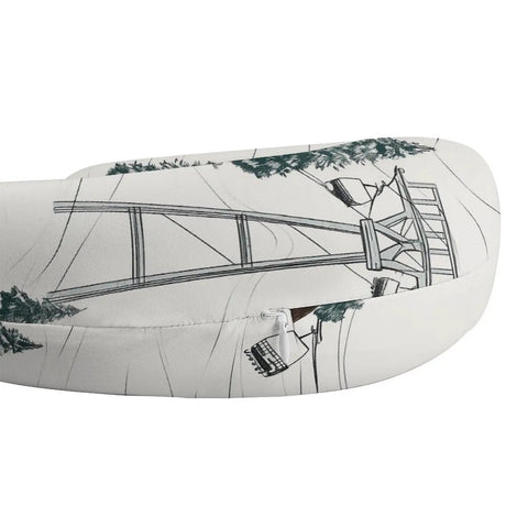 U Shaped Travel Neck Pillow For Long Flights And Road Trips with Fir Tree Design showing close-up of pillow fabric print.