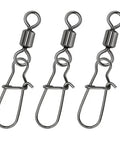 Speed Clips Fishing Lures 50 Pack Stainless Steel Snaps Swivels With Rolling Ball Bearing Barrel Swivel For Freshwater And Saltwater Quick Change Design 24 Pound Test Durable Lure Swap Kit, 3 stainless steel swivels with snap clips