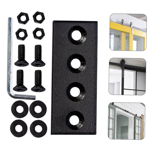 Track Splicing Connector For Barn Door Track With Flat Bracket No Fuss Smooth Operation Hardware Heavy Duty Barn Door Connector Set Mending Plate And Bracket For Seamless Rail Joining And Easy Install