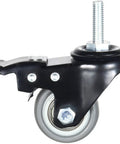 Side view of a Heavy Duty 1.5 Inch Swivel Caster Wheel with brake, 330 lb total capacity, M8 1.25 threaded stem, TPR material.