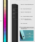 Control panel of RGB Rechargeable Sound Control Lights With Voice Activated Music Rhythm, showing 7.1-inch LED bar and settings