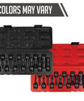 Impact Hex Driver Set 13-Piece 3/8 Inch Drive SAE And Metric in chrome molybdenum, black and red blow molded case.