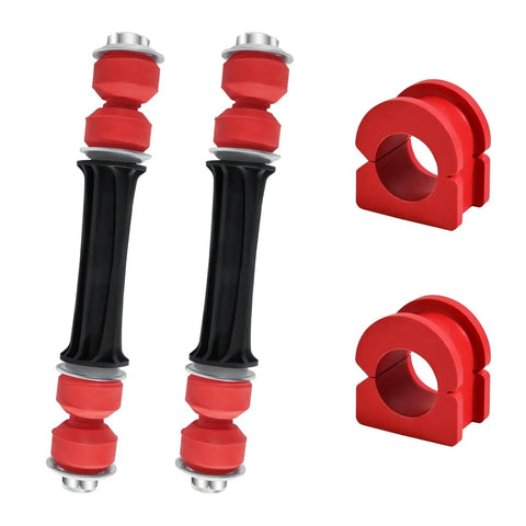 Beefed Up Front Stabilizer Sway Bar Link Kit 4Pc With Red Bushings 36mm For Silverado Tahoe GMC Yukon Cadillac Escalade 2004 2019 Replacement Front Suspension Parts, red bushings and brackets