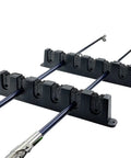 Heavy Duty Steel Fishing Rod Storage Rack Wall Mount Holder For Three Four Or Six Rods With Foam Inserts and rods mounted