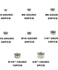 Stainless Steel Keeps Nuts With Integral Washers, 163 Piece Screw Bolt Box Covering 4-40 Through 3/8-16 Sizes, assorted sizes.