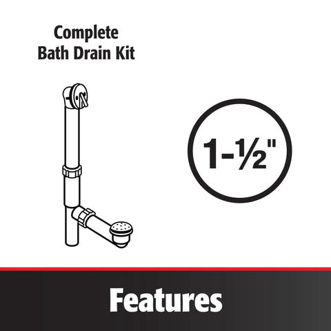 Cable Driven PVC Bathtub Drain Kit For Standard Size Tubs In Brushed Nickel Finish Includes PVC Tube Drain And Overflow Face Plate No Fuss Easy Install For Quick Replacement And Reliable Drainage