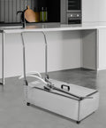 Heavy Duty Commercial Fryer Oil Filter Machine With Wheeled Cart Setup And Fast Multi Layer Pump in a modern kitchen setting.