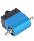Front view of Rotary Torque Transducer For AC And DC Motors Pro Grade Torque Sensor With 0 To 5 Nm Range in blue alloy steel.