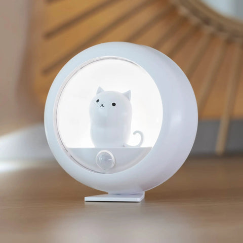 Two Pack Cute Cat Motion Sensor Night Light Cordless Rechargeable LED Stick Anywhere Closet Stairs Wall Lights For Hallways Bedrooms
