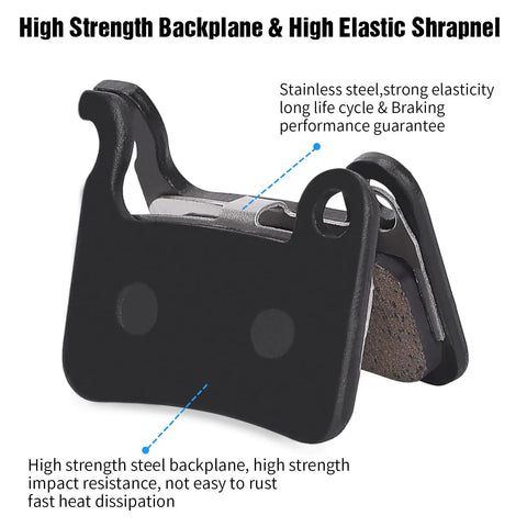 Four Pairs Beefed Up Bike Disc Brake Pads Kit for Shimano with high strength steel backplane and elastic shrapnel