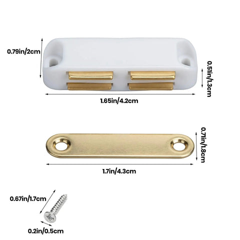 Heavy Duty 24 Piece Magnetic Cabinet Door Catches With Double Magnets And Metal Strike Plates Keep Kitchen Cupboards Closet Drawers Secure And Stop Slamming Noise For Smooth Operation Today - detailed measurement image.