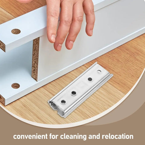 Heavy Duty Hidden Headboard Wall Mount Brackets For Sofa And Couch Sections With Solid Silver Metal Connectors shown with hand for easy setup.