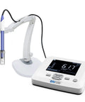 Benchtop pH Meter With 3-In-1 pH Temp Electrode, 0.01 pH Accuracy, Auto Calibration With Handy No-Fuss Guide on lab table