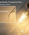 Close-up of clear glass shade showing thickness detail for Slick Black 5 Light Vanity Fixture With Clear Glass Shades, E26 Base
