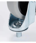 Close-up of a One And A Quarter Inch TPR Lead Screw Universal Caster Wheel for carts and office furniture with brakes.
