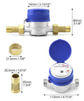 Two Pack Water Meter For Cold Water With Pulse Output Half Inch BSPT Thread And Half Inch NPT Adapters Rotating Dial For Easy Reading