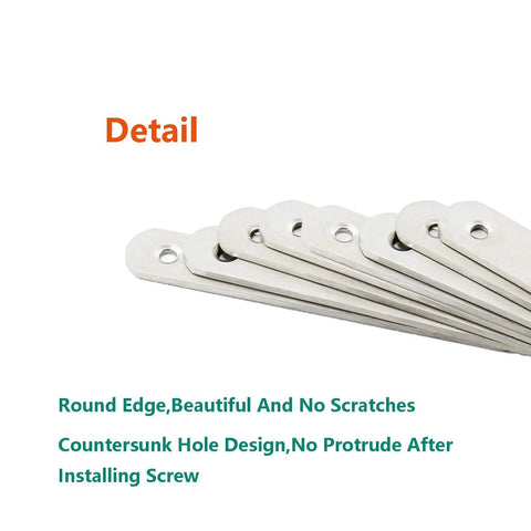 4 Pack Flat Wood Mending Plates Stainless Steel Straight Brackets 130mm 5 Inch Length Four Screw Holes for Repair and Joinery