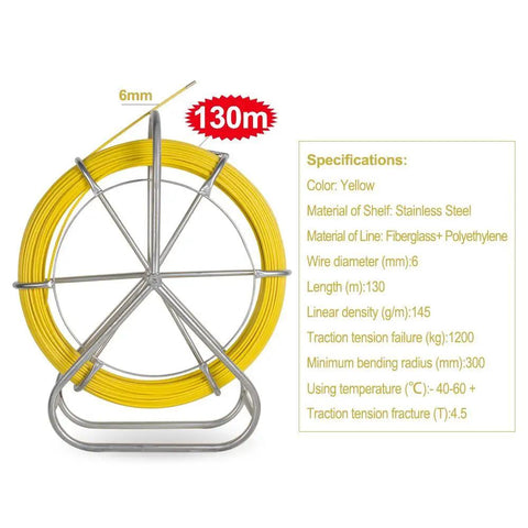 Fiberglass Fish Tape Reel For Flexible Wire And Cable Run Through Walls Ideal For Electrical Installations Heavy Duty Fishtape Puller with specifications