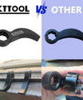 Comparison of three piece pro grade pry bar wrench adapter head set for car repair showing KTTOOL and other brands.