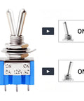 Assorted Mini Toggle Switch Kit 2 Pin 3 Pin 6 Pin SPST SPDT Latching Micro Rocker On Off On 6A 125V close-up view