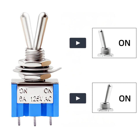 Assorted Mini Toggle Switch Kit 2 Pin 3 Pin 6 Pin SPST SPDT Latching Micro Rocker On Off On 6A 125V close-up view