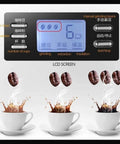 LCD display of Next Level Drip Coffee Maker With Built In Grinder, Digital Display And Adjustable Brew Strength showing brewing process.