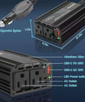 Beast Mode 400W Car Power Inverter Dc 12V To 110V Ac Adapter with dual AC outlets and USB ports, aluminum alloy body for road trips.