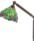 Tiffany Style Floor Lamp With Swivel Arm Stained Glass Dragonfly Green Reading Light 72 Inch Tall Torch Lamp detail view