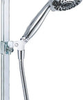 Glide Rail Hand Shower Kit With 24-Inch Rail, 5 Spray Patterns Including Massage, Easy Turn Dial, Ultra Flex 70-Inch Hose shown