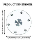 Tempered Glass Round Lazy Susan Turntable dimensions with 360 Degree Silent Spin and ultra-smooth jitter-free rotation features.