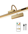 Gold Cordless Picture Light with Dimmable Brightness and Timer, Controller Included, Rechargeable 5000mAh Battery